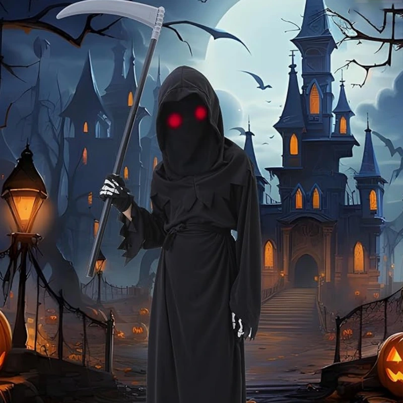 Halloween Parade Sensenmann-Kostüm für Kinder mit Kapuze