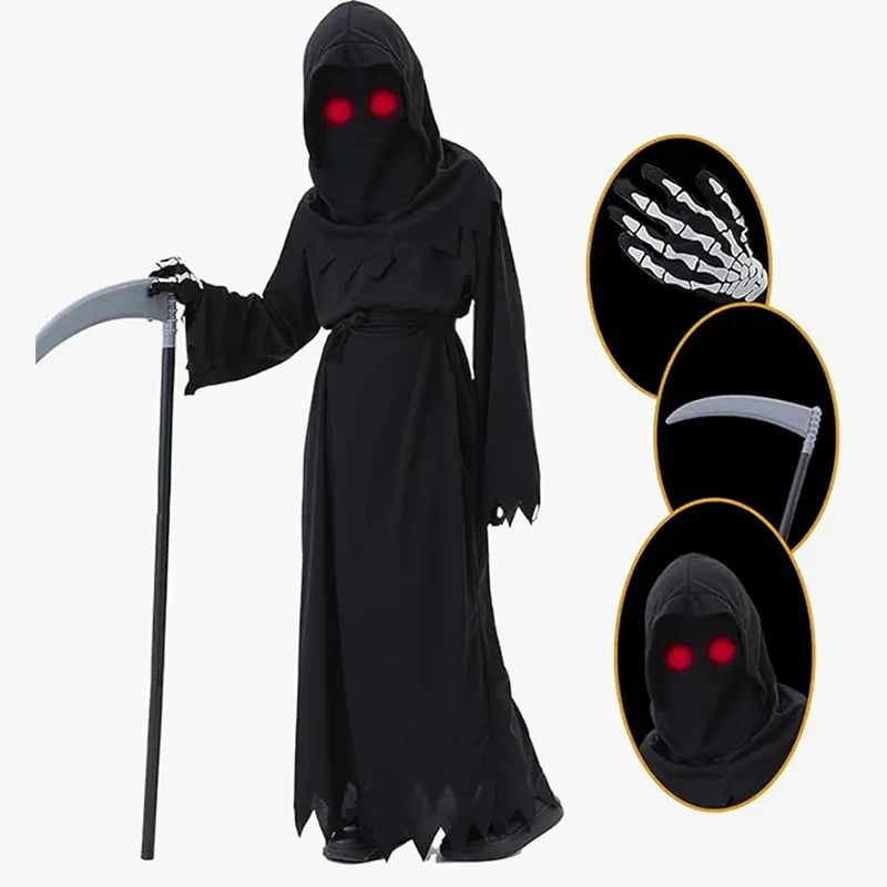 Halloween-Fotoshooting Coole schwarze Sensenmann-Robe für Kinder